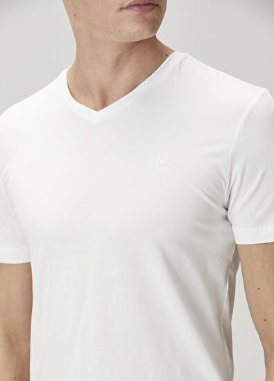 Beymen Club White V-Neck T-Shirt - 6