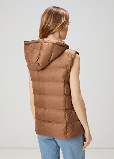 Beymen Club Brown Hooded Puffer Vest - 4