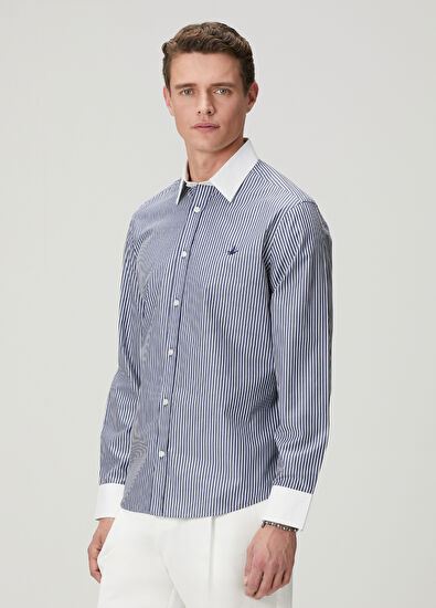 Beymen Club Comfort Fit Lacivert Beyaz Gömlek - 5