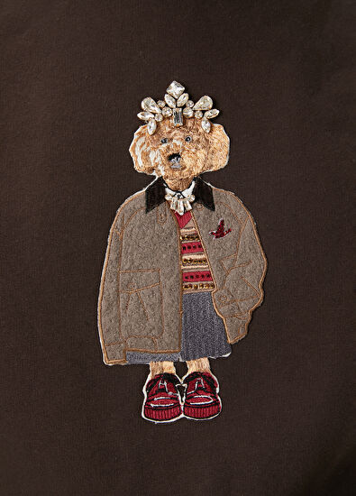 Beymen Club Koyu Kahverengi Köpek Nakışlı Sweatshirt - 5