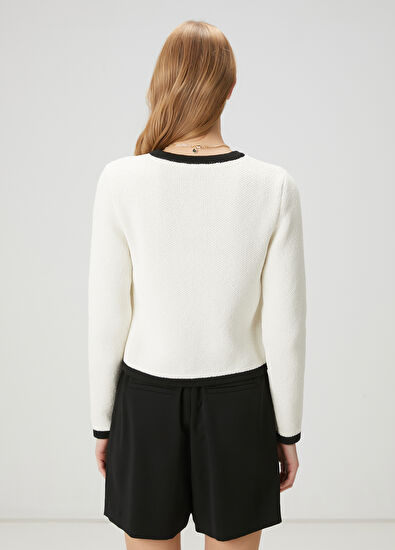 Beymen Club Ekru Şerit Detaylı Triko Ceket - 5