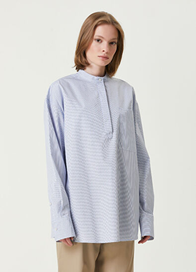 Loulou Studio Mavi Çizgili Gömlek - 3