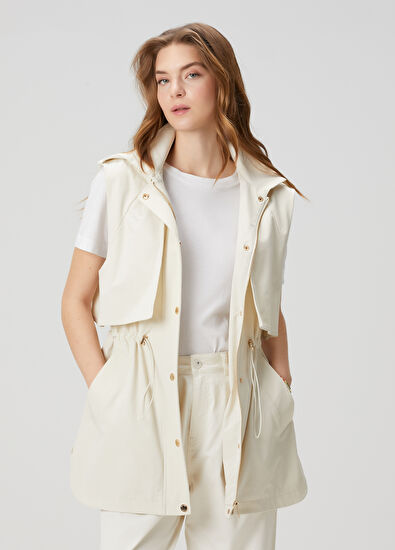 Beymen Club Ecru Hooded Vest - 5