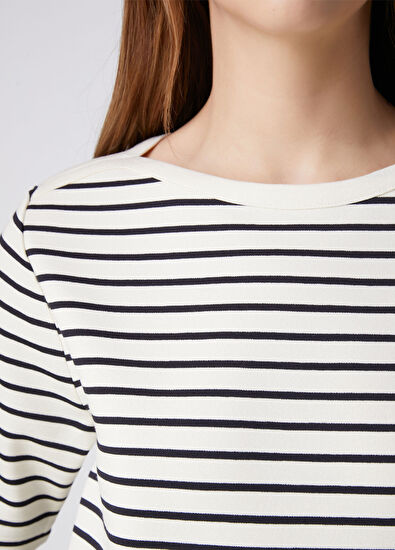 Beymen Club Navy Blue Ecru Stripe T-Shirt - 7