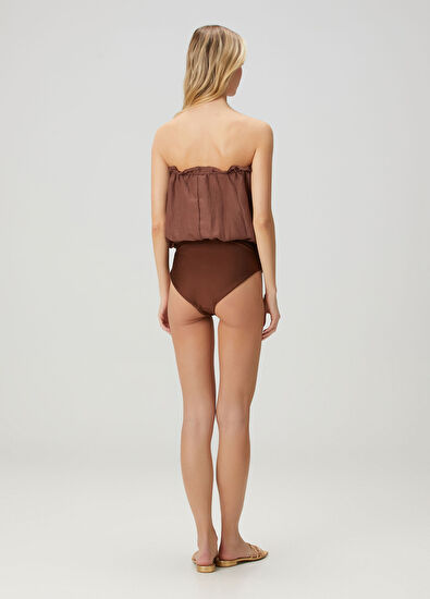 Hanne Bloch Kahverengi Straplez Mayo - 4