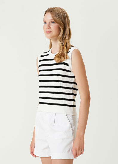 Beymen Club Black White Striped Knit Tank Top - 3