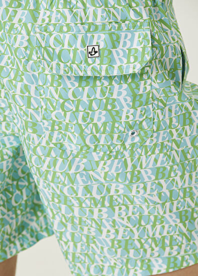 Beymen Club Mint Wavy Logo Print Swimsuit - 6