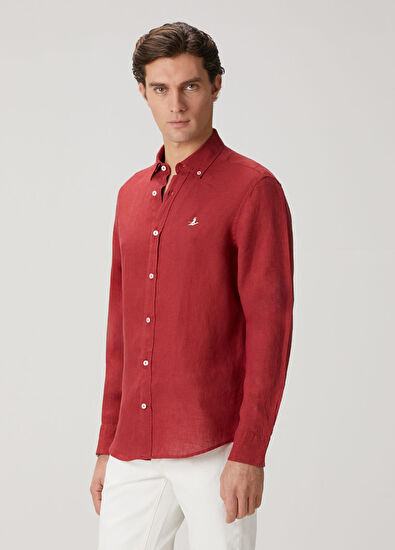 Beymen Club Cherry Comfort Fit Linen Shirt - 5