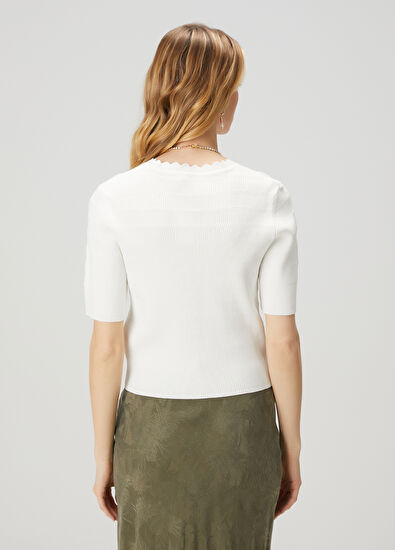 Beymen Club White Rib Short Sleeve Cardigan - 5