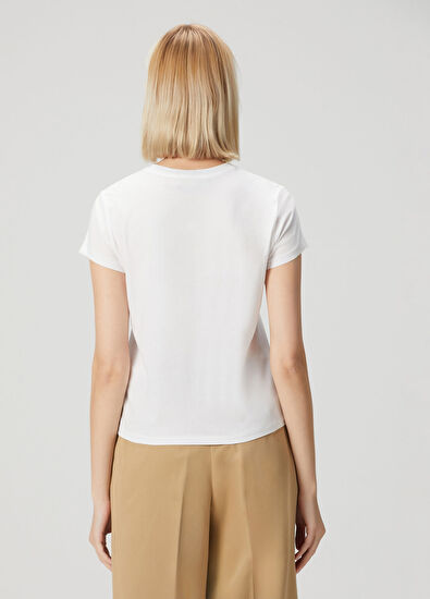 Beyaz Logo Detaylı T-shirt - Görsel 5