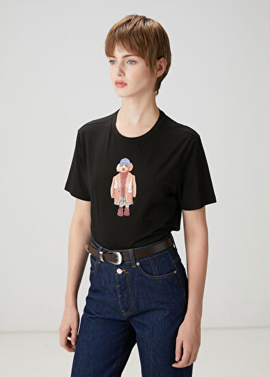 Beymen Club Siyah Taşlı Köpek Baskılı T-shirt - 3