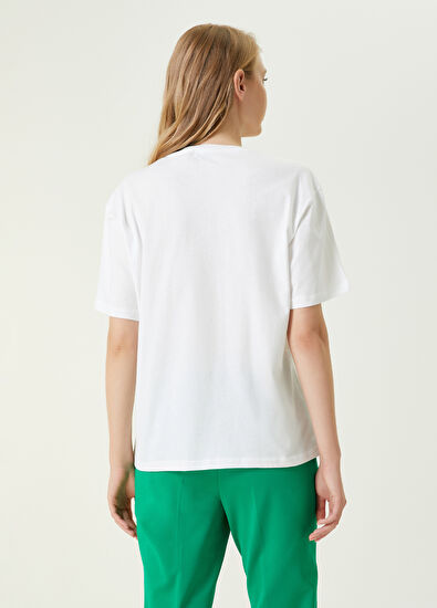 Beymen Club Room Artwork Beyaz Bisiklet Yaka Baskılı T-shirt - 6