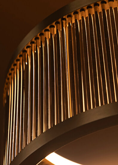 Heka Nablus Antique Smoked Transparent Glass Pendant Chandelier with Rod - 7