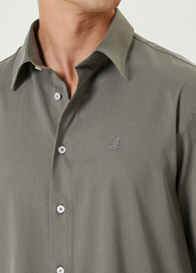 Beymen Club Haki Kısa Kollu Lyocell Gömlek - 6