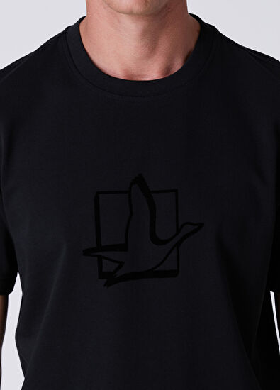 Beymen Club Relax Fit Siyah Kare Kaz Baskılı T-shirt - 6