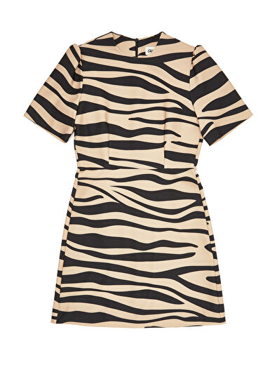 Beymen Club Camel Zebra Desenli Mini Elbise - 7