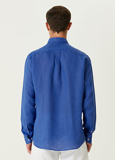 Beymen Club Comfort Fit Kobalt Keten Gömlek - 5