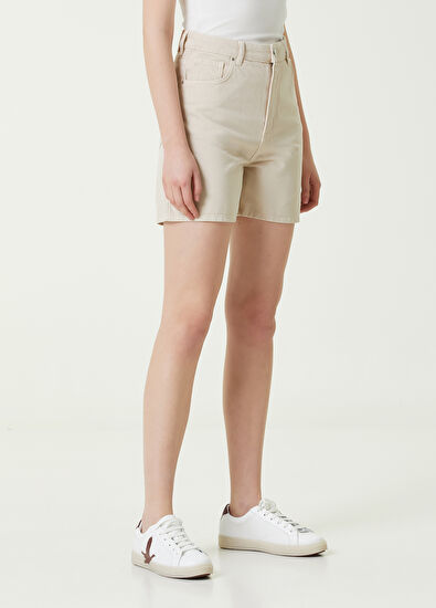 Beymen Club Beige High Waist Jean Shorts - 3