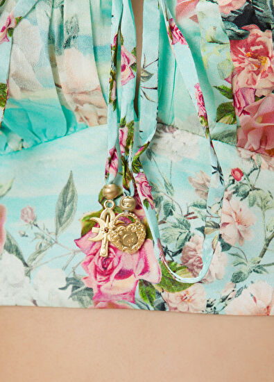 Camilla Yeşil Çiçekli İpek Büstiyer - 5