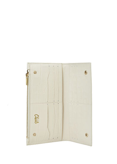 Beymen Club Ecru Crocodile Textured Womens Leather Wallet - 4