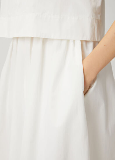 Beymen Club White Two-Piece Midi Flared Taffeta Dress - 7