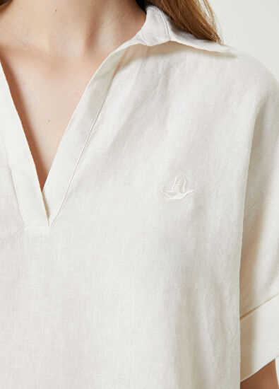 Beymen Club White Linen Blouse - 5