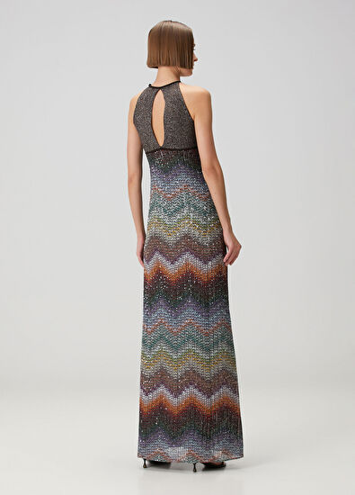 Missoni Halter Neck Sequined Maxi Evening Dress - 4