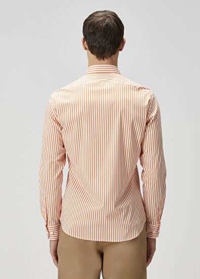 Beymen Club Turuncu Çizgili Gömlek - 5