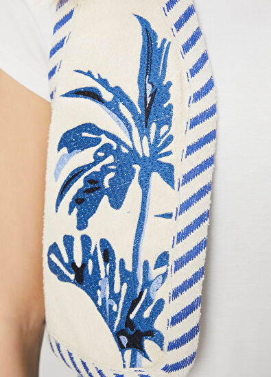 Beymen Club Kırık Beyaz Mavi Nakışlı Yelek - 5