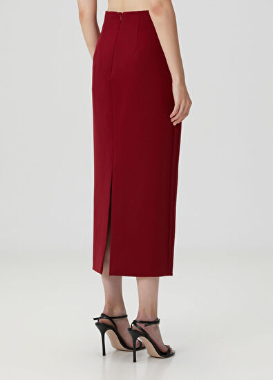 Roland Mouret Burgundy Midi Pencil Skirt - 4