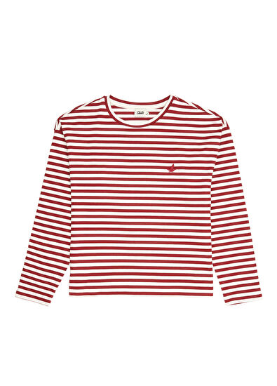 Beyaz Bordo Çizgi Desenli Sweatshirt Beymen Club Beyaz Bordo Çizgi Desenli Sweatshirt - 7