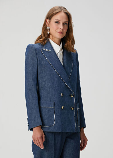 Lacivert Denim Ceket - Görsel 4