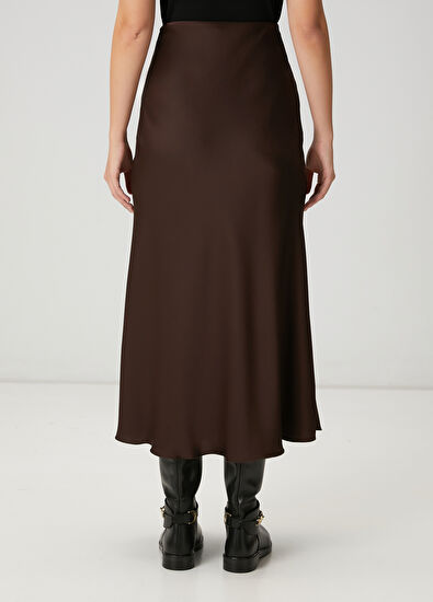 Beymen Club Brown Long Satin Evaze Skirt - 4