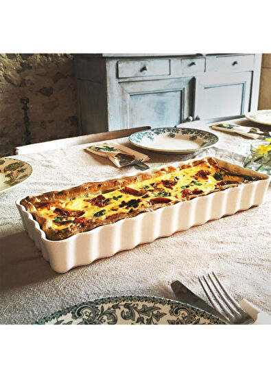 Emile Henry Ecru Ceramic Rectangular Quiche and Pie Baking Dish 36.5x15 cm - 5