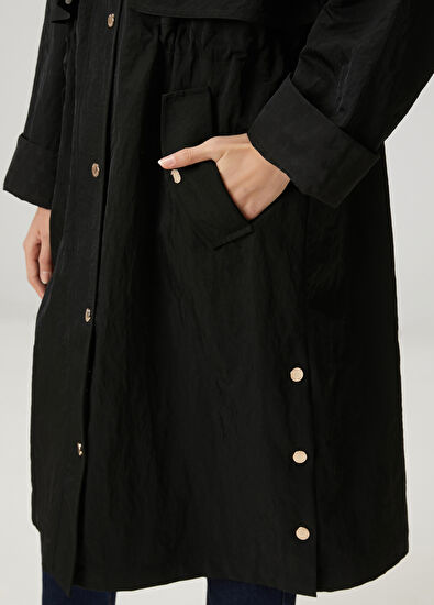 Beymen Club Siyah Kapüşonlu Pardösü - 7