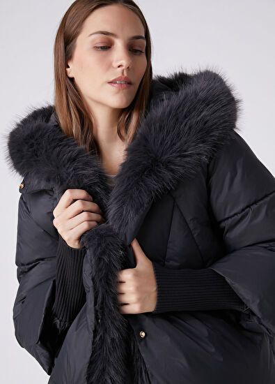 Beymen Club Koyu Gri Kapüşonlu Puffer Mont - 4