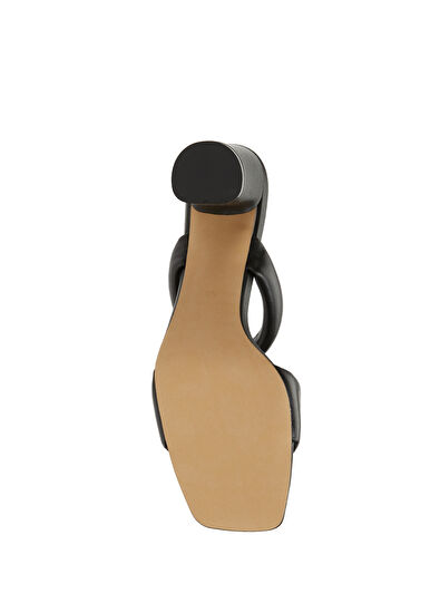 Beymen Club Siyah Çift Puff Bantlı Kadın Deri Terlik - 5