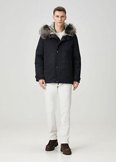 Lacivert Kapüşonlu Parka - Görsel 5