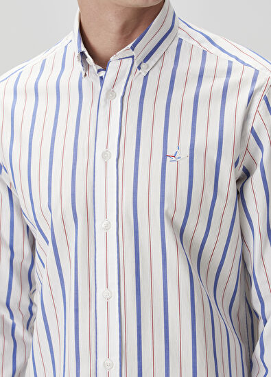 Beymen Club Comfort Fit Beyaz Çizgi Desenli Gömlek - 6