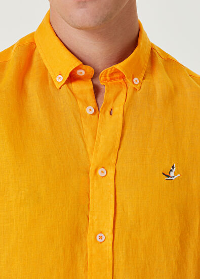 Beymen Club Comfort Fit Turuncu Keten Gömlek - 6