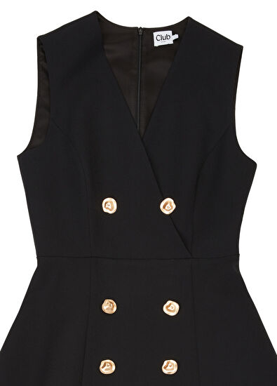 Beymen Club Black Double-Breasted Mini Cocktail Dress - 7