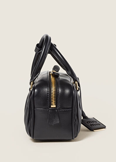 Miu Miu Arcadie Matelassé Siyah Napa Deri Kadın El Çantası - 5