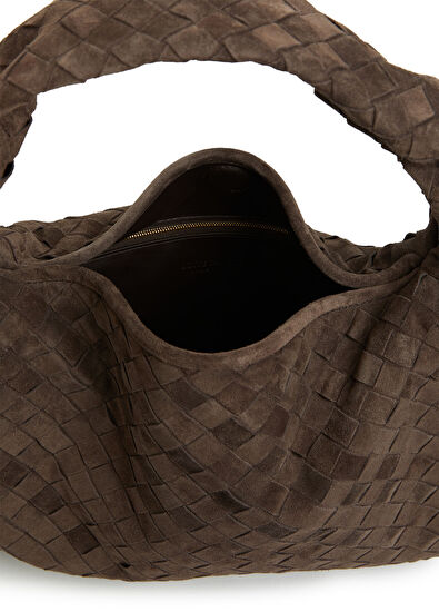 Hop Medium Koyu Kahverengi Kadın Süet Çanta - Görsel 6