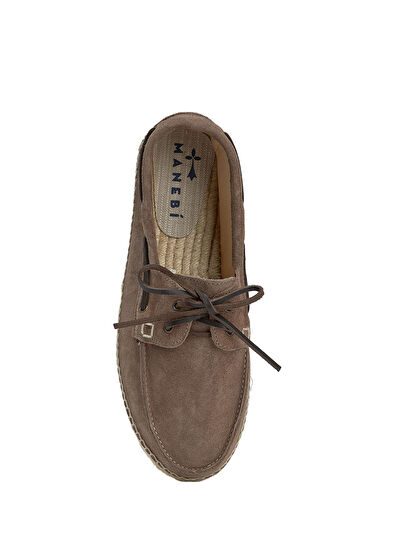 Manebi Dark Beige Men's Nubuck Espadrilles - 4