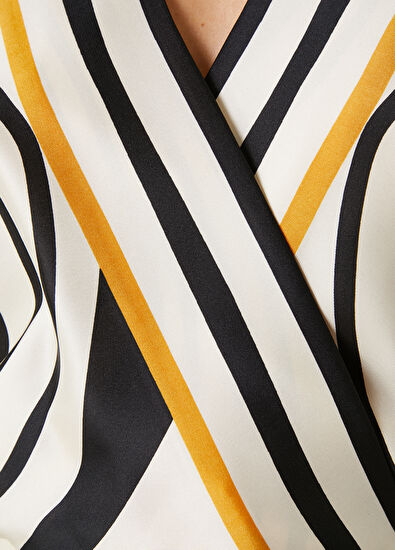 Beymen Club Ekru Dairesel Çizgi Desenli Midi Elbise - 5