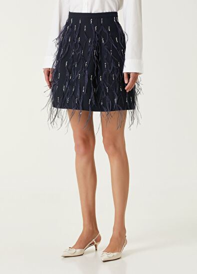 Valentino Navy Blue Mini Wool Skirt - 3