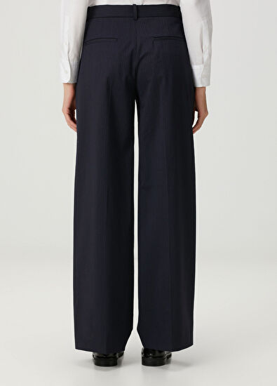 Sandro Theaneau Lacivert Çizgili Yün Pantolon - 4