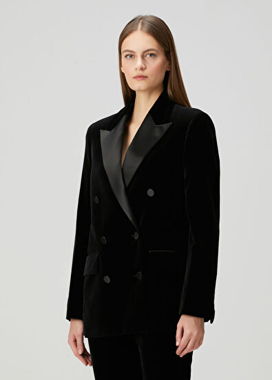 Golden Goose Siyah Kruvaze Kadife Ceket - 3