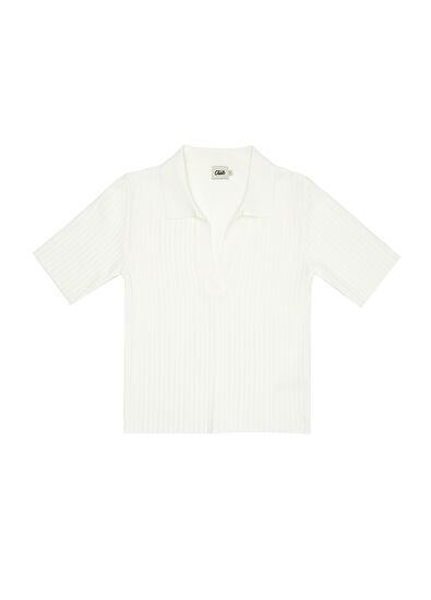 Beymen Club Beyaz Polo Yaka Kazak - 7