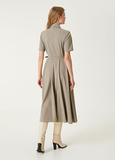 Dark Beige Midi Dress Beymen Club Dark Beige Midi Dress - 6